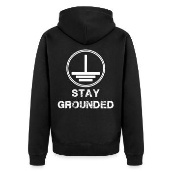 Stay Grounded - Elektriker Elektrotechnik - Unisex Premium Bio Zip Hoodie - Schwarz - Hinten - Nico (187cm)