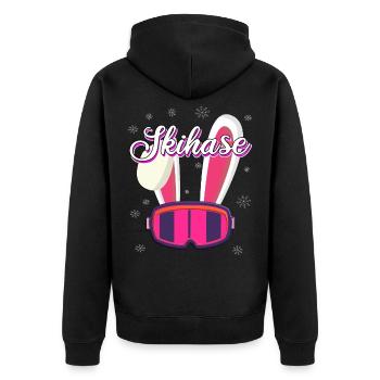 Skihase - Unisex Premium Bio Zip Hoodie - Schwarz - Hinten - Nico (187cm)