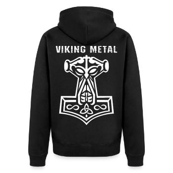 Viking - Unisex Premium Organic Zip Hoodie - black - Back - Nico (187cm)