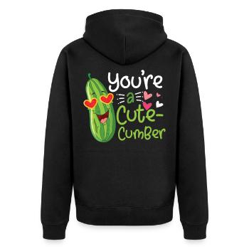 A cute cumber Valentinstag Spruch Gurke - Unisex Premium Bio Zip Hoodie - Schwarz - Hinten - Nico (187cm)
