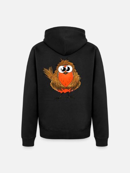 Teepee the Red Throat - Unisex Premium Organic Zip Hoodie - black