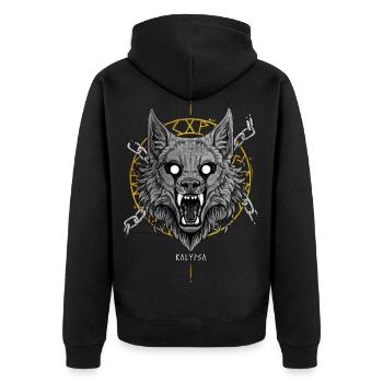 Fenrir - Unisex Premium Bio Zip Hoodie - Schwarz - Hinten - Nico (187cm)