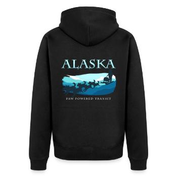 Alaska Hundeschlitten Tour Schlittenhunde Yukon - Unisex Premium Bio Zip Hoodie - Schwarz - Hinten - Nico (187cm)