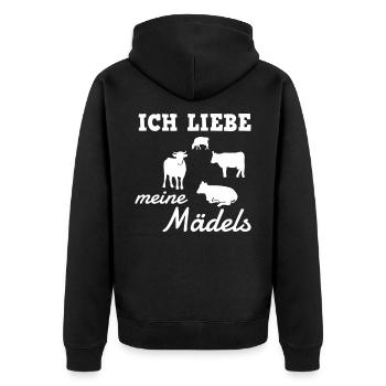 Ich Liebe Meine Meine Mädels Kühe Landwirte Kuh - Unisex Premium Bio Zip Hoodie - Schwarz - Hinten - Nico (187cm)