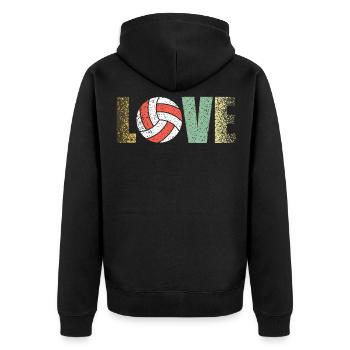 Sports Tee For Sporty You "Love" Beach Volleyball - Unisex Premium Organic Zip Hoodie - black - Back - Nico (187cm)