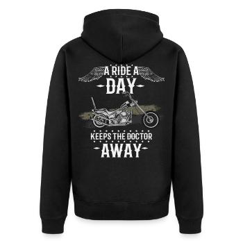 Chopper Sprüche Geschenk - Unisex Premium Bio Zip Hoodie - Schwarz - Hinten - Nico (187cm)