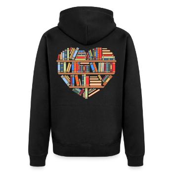 Herzhafte Bibliothek Bücher für erstaunliche - Unisex Premium Bio Zip Hoodie - Schwarz - Hinten - Nico (187cm)