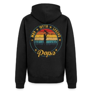 "Homme mythe légende papa" Conception de tshirt - Veste à capuche bio Premium Unisexe - noir - Dos - Nico (187cm)