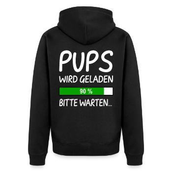 Pups Wird Geladen Bitte Warten - Unisex Premium Bio Zip Hoodie - Schwarz - Hinten - Nico (187cm)