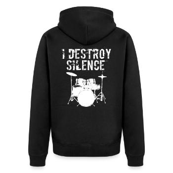 Drumming Shirt For Drummers "I Destroy Silence" - Veste à capuche bio Premium Unisexe - noir - Dos - Nico (187cm)