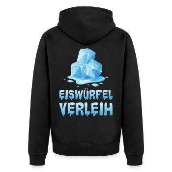 Eiwürfel Verleih Vermietung Eis Eismaschine - Unisex Premium Bio Zip Hoodie - Schwarz - Hinten - Nico (187cm)