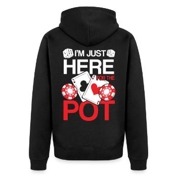 I'm Just Here For The Pot - Unisex Premium Bio Zip Hoodie - Schwarz - Hinten - Nico (187cm)
