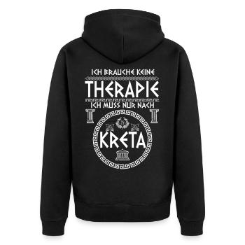 Ich Brauche Keine Therpaie Ich Muss Nur Nach Kreta - Unisex Premium Bio Zip Hoodie - Schwarz - Hinten - Nico (187cm)