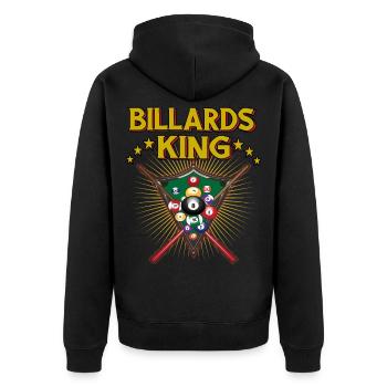 Billard Snooker - König des Billards - 8 Pool - Unisex Premium Bio Zip Hoodie - Schwarz - Hinten - Nico (187cm)