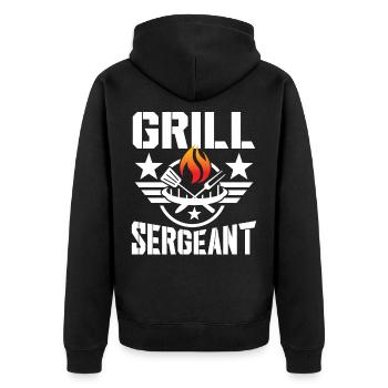 Grill sergeant - Unisex Premium Organic Zip Hoodie - black - Back - Nico (187cm)