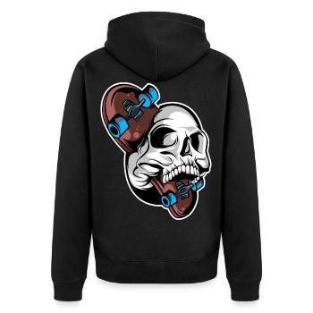 Skater Skateboard Skull Skateboarder - Unisex Premium Organic Zip Hoodie - black - Back - Nico (187cm)