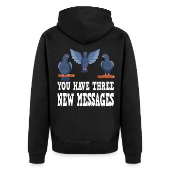 Nachricht Tauben Taubenzüchter Brieftauben - Unisex Premium Bio Zip Hoodie - Schwarz - Hinten - Nico (187cm)
