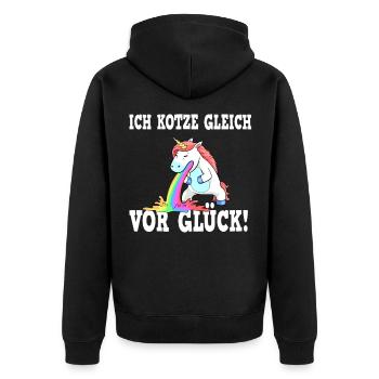 Je vomis pour le bonheur - Licorne JGA - Veste à capuche bio Premium Unisexe - noir - Dos - Nico (187cm)