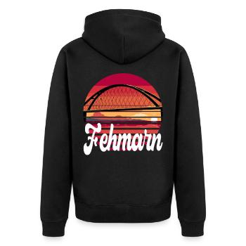 Fehmarn Ostsee Brücke Insel Urlaub Sonne - Unisex Premium Bio Zip Hoodie - Schwarz - Hinten - Nico (187cm)