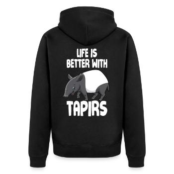 La vie est meilleure avec des tapirs - Veste à capuche bio Premium Unisexe - noir - Dos - Nico (187cm)