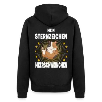 Mein Sternzeichen Meerschweinchen - Unisex Premium Bio Zip Hoodie - Schwarz - Hinten - Nico (187cm)