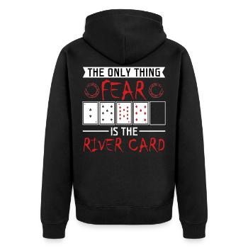 The Only Thing Fear Is The River Card Tshirt - Unisex Premium Organic Zip Hoodie - black - Back - Nico (187cm)