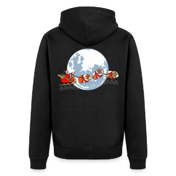 "Frohe WeihnachtMond" Hohohoho Weihnachtshemd - Unisex Premium Bio Zip Hoodie - Schwarz - Hinten - Nico (187cm)