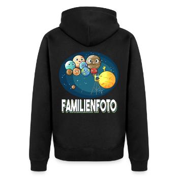 Foto Sonnenystem Planeten Planet Familienfoto - Unisex Premium Bio Zip Hoodie - Schwarz - Hinten - Nico (187cm)