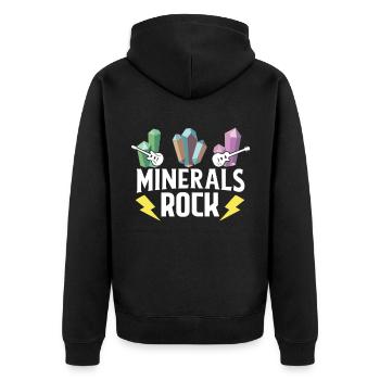 Mineralien Rocken Spruch über Minerale Kristalle - Unisex Premium Bio Zip Hoodie - Schwarz - Hinten - Nico (187cm)