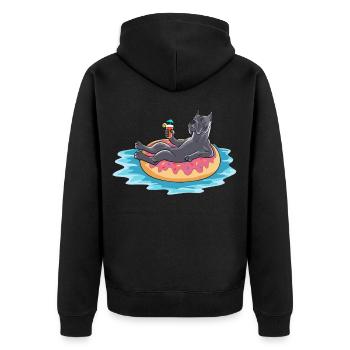 Cane Corso Donut Beach Vacation Summer Travel - Unisex Premium Organic Zip Hoodie - black - Back - Nico (187cm)