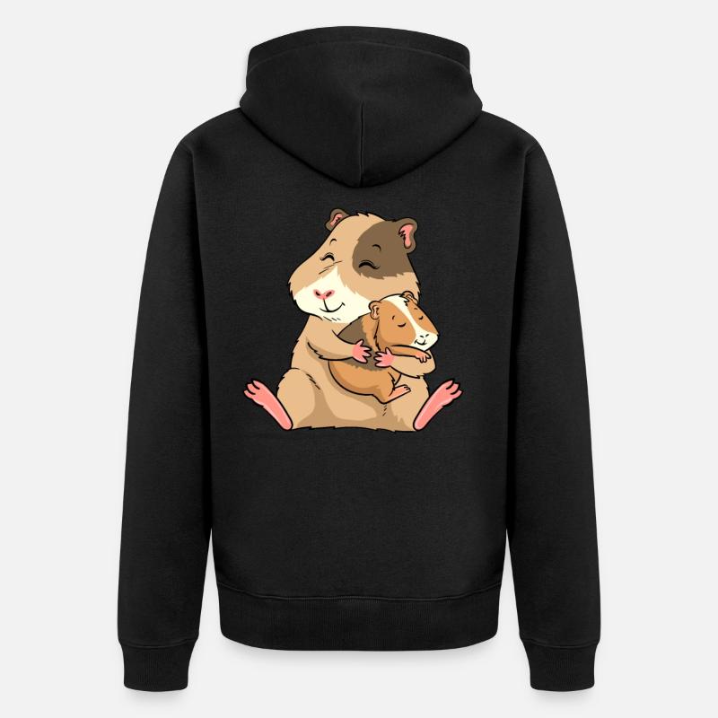 Cochon d'Inde bébé jeune maman - Veste à capuche bio Premium Unisexe - noir