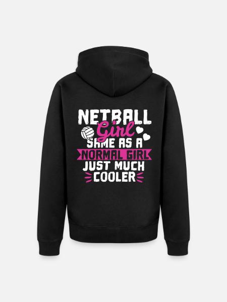 Netball Mädchen - Unisex Premium Bio Zip Hoodie - Schwarz