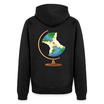 Globus Earth Apple Climate Protection Climate Change - Unisex Premium Organic Zip Hoodie - black - Back - Nico (187cm)