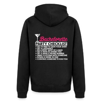Hen party checklist for stag party - Unisex Premium Organic Zip Hoodie - black - Back - Nico (187cm)