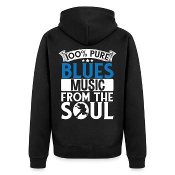 Blues Musik direkt aus der Seele Musiker Gitarre - Unisex Premium Bio Zip Hoodie - Schwarz - Hinten - Nico (187cm)