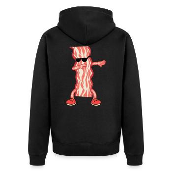 When Bacon Is Love, Bacon Is Life "Dab Dabbing - Unisex Premium Organic Zip Hoodie - black - Back - Nico (187cm)