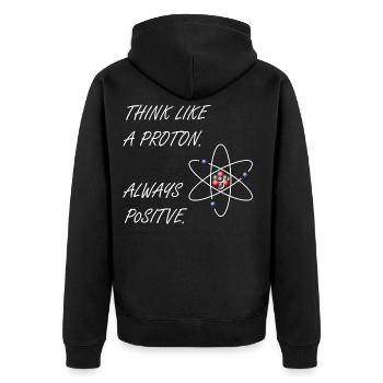 Proton - Be Positive - Unisex Premium Organic Zip Hoodie - black - Back - Nico (187cm)