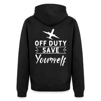 Pilot - Unisex Premium Bio Zip Hoodie - Schwarz - Hinten - Nico (187cm)