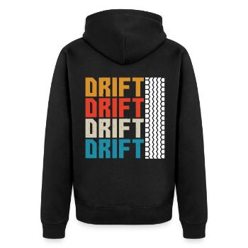 drift - Unisex Premium Organic Zip Hoodie - black - Back - Nico (187cm)