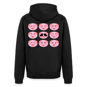 Cool Cochon Rose Humeur Différente Visages De - Veste à capuche bio Premium Unisexe - noir - Dos - Nico (187cm)