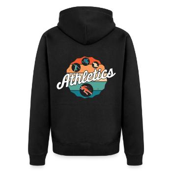 Athletics - Unisex Premium Organic Zip Hoodie - black - Back - Nico (187cm)