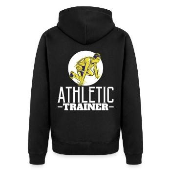 Athletics Running - Unisex Premium Organic Zip Hoodie - black - Back - Nico (187cm)