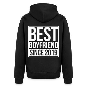 Relation copain petite amie premier amour - Veste à capuche bio Premium Unisexe - noir - Dos - Nico (187cm)
