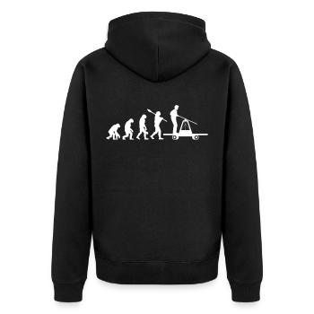 Evolution des Menschen zur Draisine Leidenschaft - Unisex Premium Bio Zip Hoodie - Schwarz - Hinten - Nico (187cm)