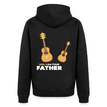Ukulele und Uke ich bin dein Vater Gitarre Idee - Unisex Premium Bio Zip Hoodie - Schwarz - Hinten - Nico (187cm)