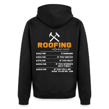 Dachdecker - Unisex Premium Bio Zip Hoodie - Schwarz - Hinten - Nico (187cm)