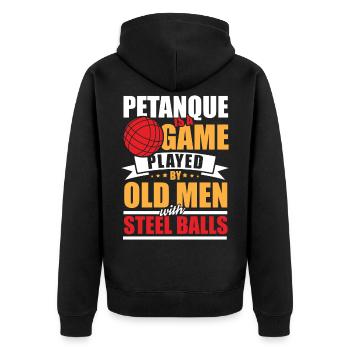 Petanque für einen Boule Spieler - Veste à capuche bio Premium Unisexe - noir - Dos - Nico (187cm)