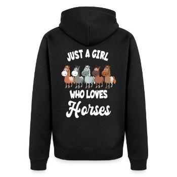 Juste une fille qui aime la conception de chevaux pour une - Veste à capuche bio Premium Unisexe - noir - Dos - Nico (187cm)