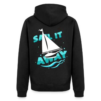 Segeln - Unisex Premium Bio Zip Hoodie - Schwarz - Hinten - Nico (187cm)