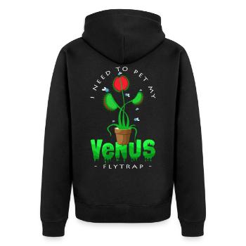 Ich fütter meine Venusfliegenfalle mit Fliegen - Unisex Premium Bio Zip Hoodie - Schwarz - Hinten - Nico (187cm)
